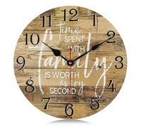 Lafocuse 12 Inch Family Wall Clock Rustic Wooden Grain Silent Non Ticking | Farmhouse Style, Wooden-effect Dial, Battery Operated, for Kitchen Bedroom Living Room Home Decor