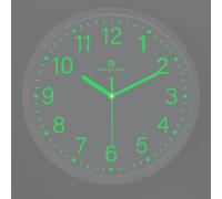 Lafocuse 12 Inch Glow in The Dark Wall Clock White Silent Non Ticking, Modern Night Light Luminous Wall Clocks Battery Operated for Living Room Decor Bedroom Kitchen Office
