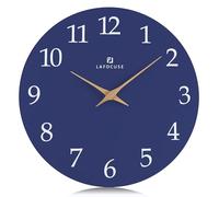 Lafocuse 12 Inch Navy Blue Wall Clock Wooden Battery Operated Silent Non Ticking, Simple Modern Analog Clocks for Living Room Decor, Kitchen, Bedroom, Office