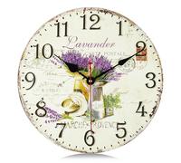 Lafocuse 12 Inch Silent Wooden Lavender Purple Wall Clock Battery Operated, Vintage Shabby Chic Rustic Farmhouse Kitchen Clocks Wall Decorative for Living Room Bedroom Office