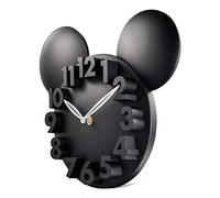 Lafocuse 3D Cute Black Wall Clock for Kids Room Boys, Modern Design Decorative Cartoon Clock for Bedroom Nursery Classroom,Height:12 Inch