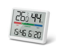 Lafocuse Mini Digital Alarm Clock Battery Operated with Temperature and Humidity, Portable Digital Clock for Desktop with Indoor Thermometer, Bedside Alarm Clocks for Bedroom Living Room Travel