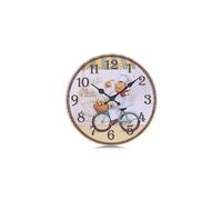 Lafocuse Retro Yellow Kitchen Wall Clock Silent Quartz Non-Ticking Frameless Wooden Dial with Chef & Pears Vintage Farmhouse Living Room Style