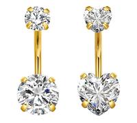 lafomukea 2 PCS Belly Button Bars, Gold Navel Bars, Stainless Steel Belly Navel Piercing Jewellery, Body Piercing Internally Belly Button Bars