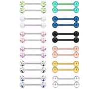 lafomukea 24 PCS Tongue Bar, Stainless Steel Metal Tongue Bars, The Dark Glitter Ball, Nipple Piercing, Piercing Jewellery