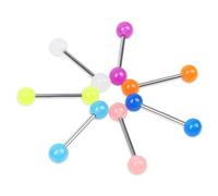 lafomukea 7 PCS Tongue Bars, Glow in the Dark Tongue Bars, 16mm 1.6mm Straight Barbell, Acrylic Tongue Barbells, Cartilage Body Piercing Ring, Barbells Tongue Piercing Jewelry (Multicolour)