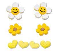 lafomukea 8 Pcs Flower Shoe Charms, Daisy, Smiling Face, Heart Design, Yellow, Spring Floral, Unisex, PVC, CHARMS, Shoe Charms