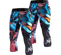 LAFROI Men's 2-Pack Compression Fit 3/4 Tights Leggings with Pcoket/Non-Pocket-YSK10 Vengeance Size MD