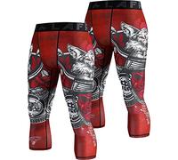 LAFROI Men's 2-Pack Compression Fit 3/4 Tights Leggings with Pcoket/Non-Pocket-YSK10 Warrior Size MD