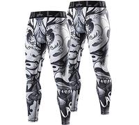 LAFROI Men's 2-Pack Quick Dry Cool Compression Fit Tights Leggings Waistband-YSK08 Hannya Size XXXL