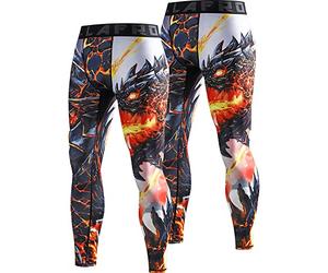 LAFROI Men's 2-Pack Quick Dry Cool Compression Fit Tights Leggings Waistband-YSK08 Melted Wings Size x2 XXL