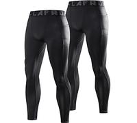 LAFROI Men's 2-Pack Quick Dry Cool Compression Fit Tights Leggings Waistband-YSK08 Pocket Black Size x2 LG