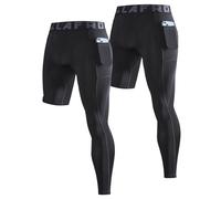 LAFROI Men's 2-Pack Quick Dry Cool One Leg Compression Tights Leggings