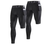 LAFROI Men's 2-Pack Quick Dry Cool One Leg Compression Tights Leggings