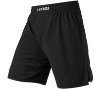LAFROI Mens Boxing Shorts Jiu Jitsu MMA Cross Training Fighting Trunks Activewear with Drawstring-QJK06 Black Size SM