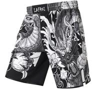 LAFROI Mens Boxing Shorts Jiu Jitsu MMA Cross Training Fighting Trunks Activewear with Drawstring-QJK06 Dragon Size LG