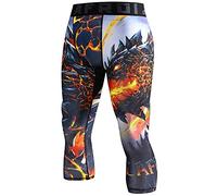 LAFROI Men's Compression Fit 3/4 Tights Leggings with Pcoket/Non-Pocket-YSK10 Melted Wings Size LG