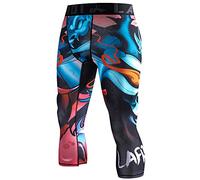 LAFROI Men's Compression Fit 3/4 Tights Leggings with Pcoket/Non-Pocket-YSK10 Vengeance Size XXL