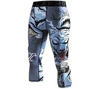 LAFROI Men's Compression Fit 3/4 Tights Leggings with Pcoket/Non-Pocket-YSK10 Werewolf Size XL