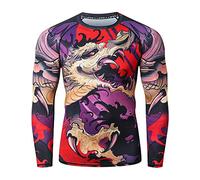 LAFROI Men's Long Sleeve UPF 50+ Baselayer Performance Compression Shirt Rash Guard-CLY08 Blood Moon Size XL