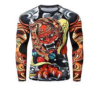 LAFROI Men's Long Sleeve UPF 50+ Baselayer Performance Compression Shirt Rash Guard-CLY08 Lion Dance Size XXL