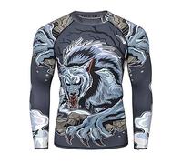 LAFROI Men's Long Sleeve UPF 50+ Baselayer Performance Compression Shirt Rash Guard-CLY08 (Werewolf,MD)