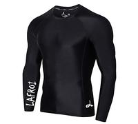 LAFROI Men's Long Sleeve UPF 50+ Baselayer Skins Performance Fit Compression Rash Guard-CLYYB Asym Black Size XL