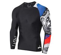 LAFROI Men's Long Sleeve UPF 50+ Baselayer Skins Performance Fit Compression Rash Guard-CLYYB Asym Honor Strike Size SM