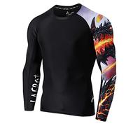 LAFROI Men's Long Sleeve UPF 50+ Baselayer Skins Performance Fit Compression Rash Guard-CLYYB Asym Melted Wings Size XXL
