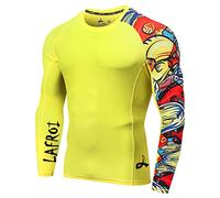 LAFROI Men's Long Sleeve UPF 50+ Baselayer Skins Performance Fit Compression Rash Guard-CLYYB Asym Pops Size LG
