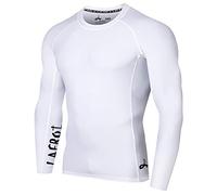 LAFROI Men's Long Sleeve UPF 50+ Baselayer Skins Performance Fit Compression Rash Guard-CLYYB Asym White Size MD