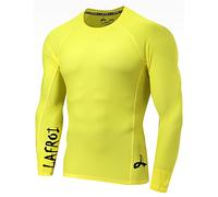 LAFROI Men's Long Sleeve UPF 50+ Baselayer Skins Performance Fit Compression Rash Guard-CLYYB Asym Yellow Size XXL