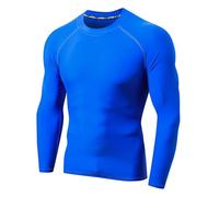 LAFROI Men's Long Sleeve UPF 50+ Sun Protection Shirt Compression BJJ Swim Rash Guard (Blue,Size LG)