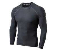LAFROI Men's Long Sleeve UPF 50+ Sun Protection Shirt Compression BJJ Swim Rash Guard (Dark Grey,Size 3XL)