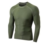 LAFROI Men's Long Sleeve UPF 50+ Sun Protection Shirt Compression BJJ Swim Rash Guard (Olive,Size MD)