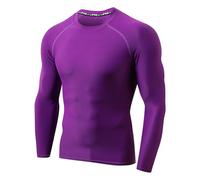 LAFROI Men's Long Sleeve UPF 50+ Sun Protection Shirt Compression BJJ Swim Rash Guard (Purple,Size 2XL)