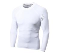 LAFROI Men's Long Sleeve UPF 50+ Sun Protection Shirt Compression BJJ Swim Rash Guard (White,Size MD)