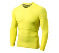 LAFROI Men's Long Sleeve UPF 50+ Sun Protection Shirt Compression BJJ Swim Rash Guard (Yellow,Size 3XL)