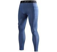 LAFROI Men's Quick Dry Cool Compression Fit Tights Leggings Waistband-YSK08 Pocket Grayish Blue Size XXXL