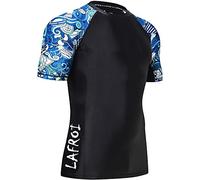 LAFROI Men's Short Sleeve UPF 50+ Baselayer Skins Compression Rash Guard (Asym Fantasy, SM)