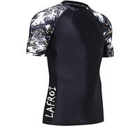 LAFROI Men's Short Sleeve UPF 50+ Baselayer Skins Compression Rash Guard (Asym Swipes, MD)