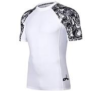 LAFROI Men's Short Sleeve UPF 50+ Baselayer Skins Compression Rash Guard Skull Size MD