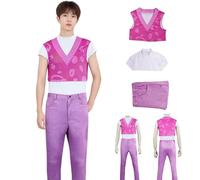 LAFUFU Kpop Cosplay Costume,Saja Boys Cosplay Costume Jinu Friend Cosplay Purple Vest with Jeans,Hand Sleeve for Halloween,Comic-Con,Performance (Pink Vest +Pants, XS)