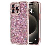 Lafunda for iPhone 15 Pro Case for Womens Girls, Luxury Bling Glitter Diamond Crystal Festival Shiny Case Camera Protection Shockproof Silicone TPU Phone Cover for iPhone 15 Pro 6.1", Pink