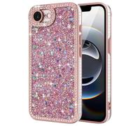 Lafunda for iPhone 16e/for iPhone 17e Case for Womens Girls, Luxury Bling Glitter Diamond Crystal Festival Shiny Case Camera Protection Shockproof Silicone TPU Phone Cover for iPhone 16e 6.1", Pink