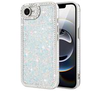 Lafunda for iPhone 16e/for iPhone 17e Case for Womens Girls, Luxury Bling Glitter Diamond Crystal Festival Shiny Case Camera Protection Shockproof Silicone TPU Phone Cover for iPhone 16e 6.1", White