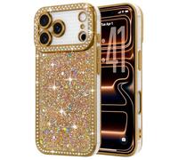 Lafunda for iPhone 17 Pro Max Glitter Case, Luxury Bling Sparkly Shiny Case With Crystal Diamond for Women Gilrs Camera Protection Soft TPU Shockproof Phone Cover for iPhone 17 Pro Max 6.9", Gold