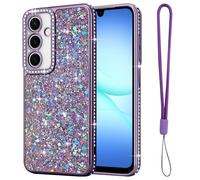 Lafunda for Samsung A17 5G Cute Case for Women Girls, Bling Glitter Luxury Diamond Sparkle Shiny Case Full Camera Protection Shockproof Silicone TPU Phone Cover for Samsung Galaxy A17 5G 6.7", Purple