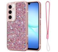 Lafunda for Samsung A17 5G Cute Case for Women Girls, Bling Glitter Luxury Diamond Sparkle Shiny Case Full Camera Protection Shockproof Silicone TPU Phone Cover for Samsung Galaxy A17 5G 6.7", Pink
