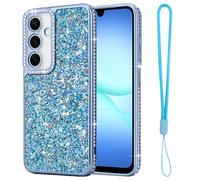 Lafunda for Samsung A17 5G Cute Case for Women Girls, Bling Glitter Luxury Diamond Sparkle Shiny Case Full Camera Protection Shockproof Silicone TPU Phone Cover for Samsung Galaxy A17 5G 6.7", Blue